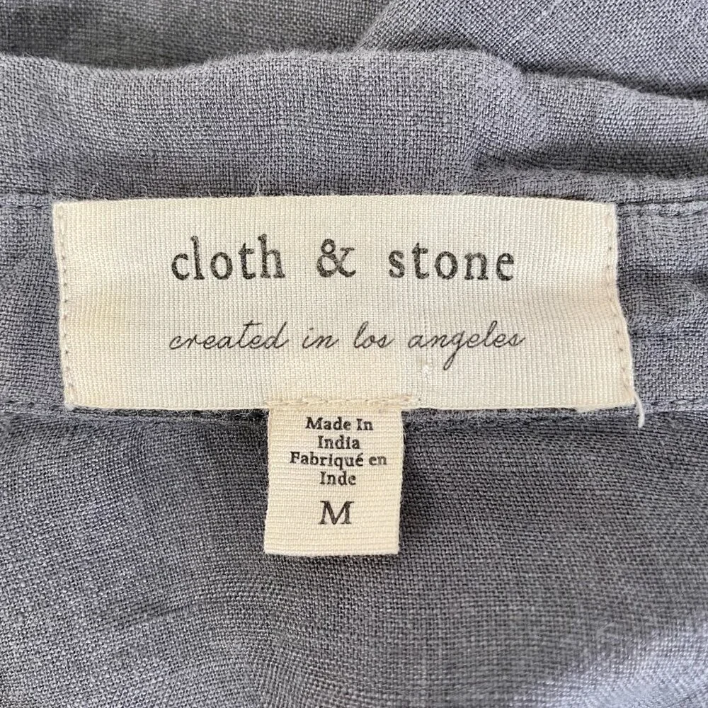 Cloth & Stone 100% Linen Short Sleeve Button Up Shirt, Stone Grey, Size M - Picture 6 of 8